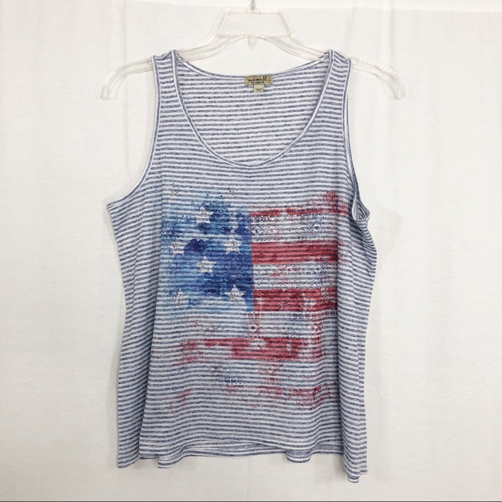 One World American Flag Tank Top, Size Large